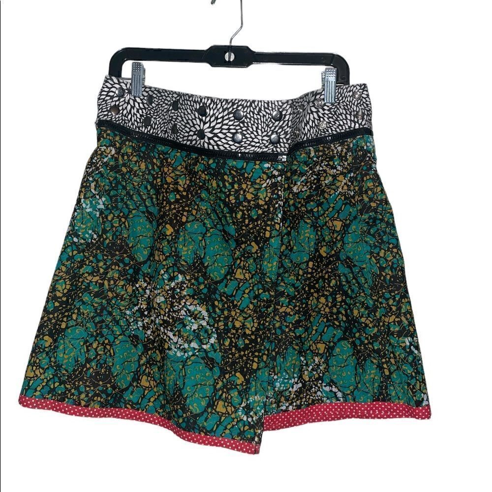 Zand Amsterdam Womens One Size Wrap Skirt Reversible Print Snap Adjustable